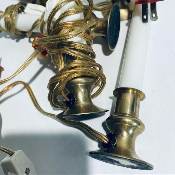 Vintage white & brass Christmas holiday window lights - Picture 11 of 12